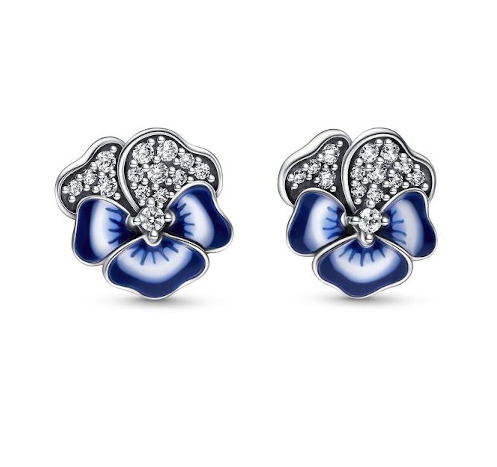 Pandora Blue Pansy Flower Stud Earrings - 290781C01