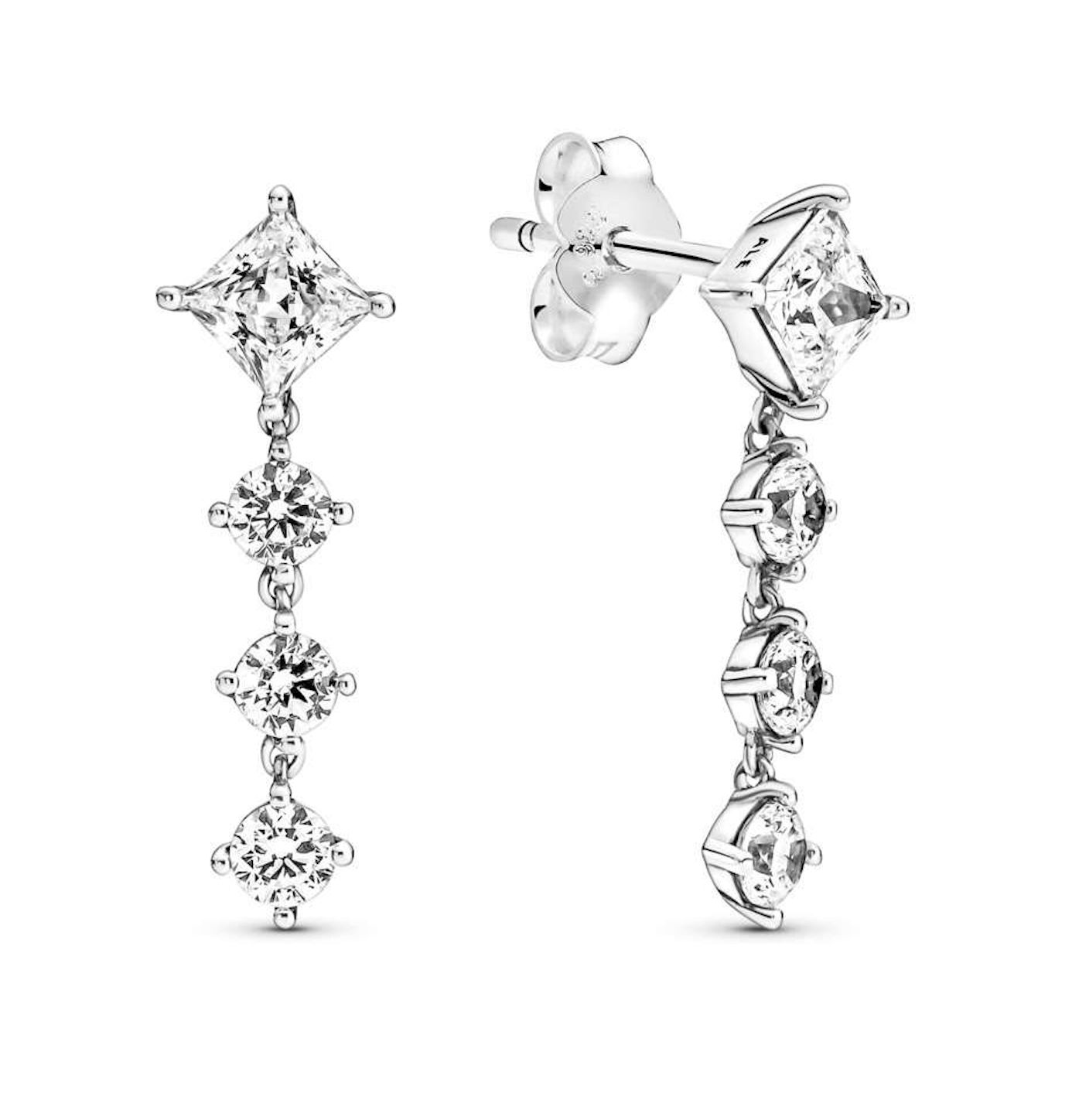 Pandora Sparkling Round &amp; Square Drop Earrings - 290045C01