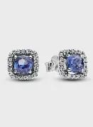 Square Blue Halo Stud Earrings - 293551C01