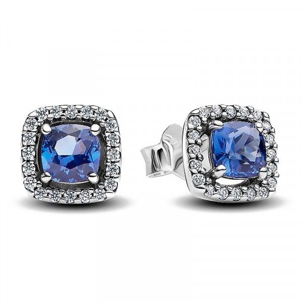 Pandora Square Blue Halo Stud Earrings - 293551C01