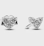 Triple Stone Heart Stud Earrings - 293003C01