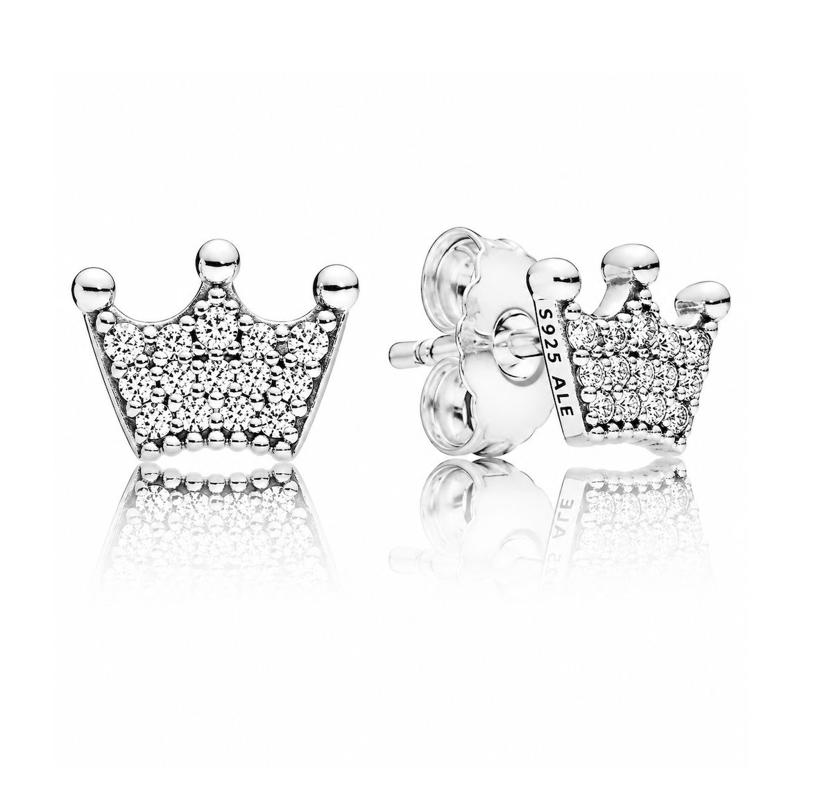 Pandora Crown Stud Earrings-297127CZ