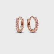 Sparkling Pink Huggie Hoop Earrings - 283015C01