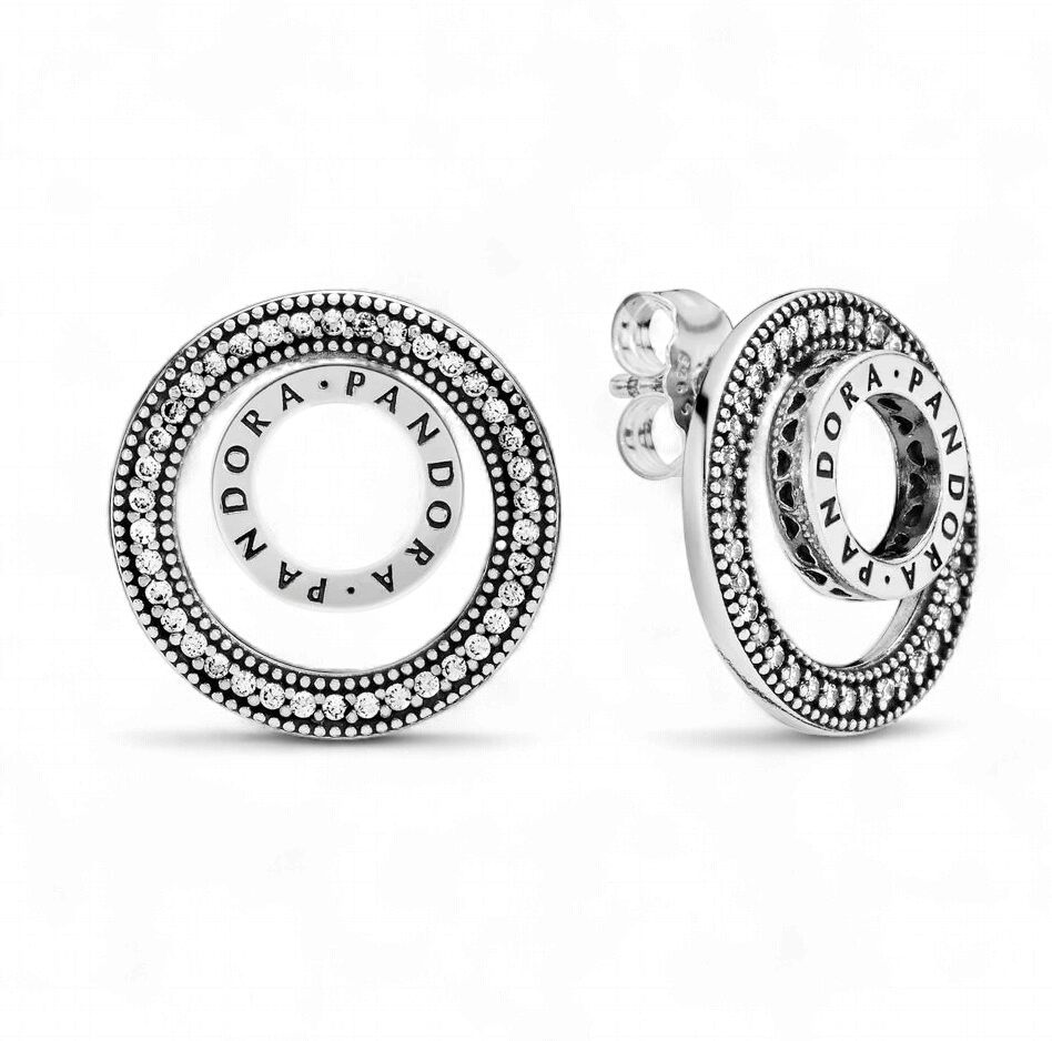Pandora Logo Circle Stud Earrings - 297446CZ