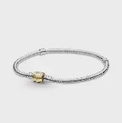 Pandora Moments Two-tone Barrel Clasp Snake Chain Bracelet  - 599347C00