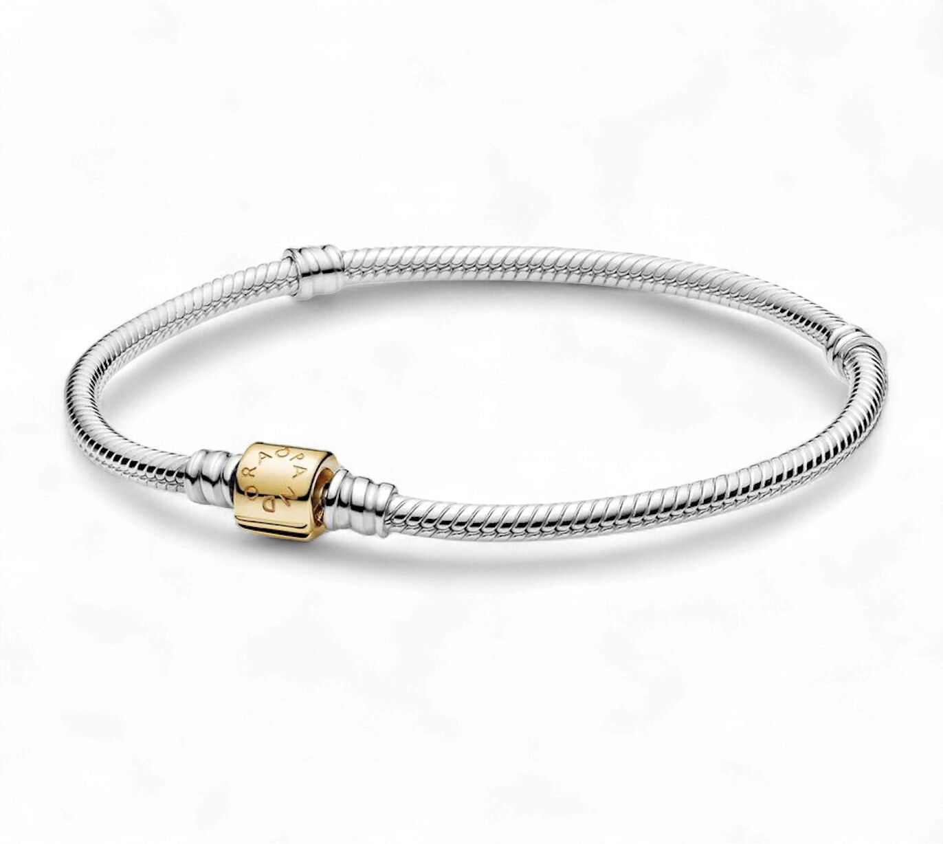 Pandora Moments Two-tone Barrel Clasp Snake Chain Bracelet  - 599347C00