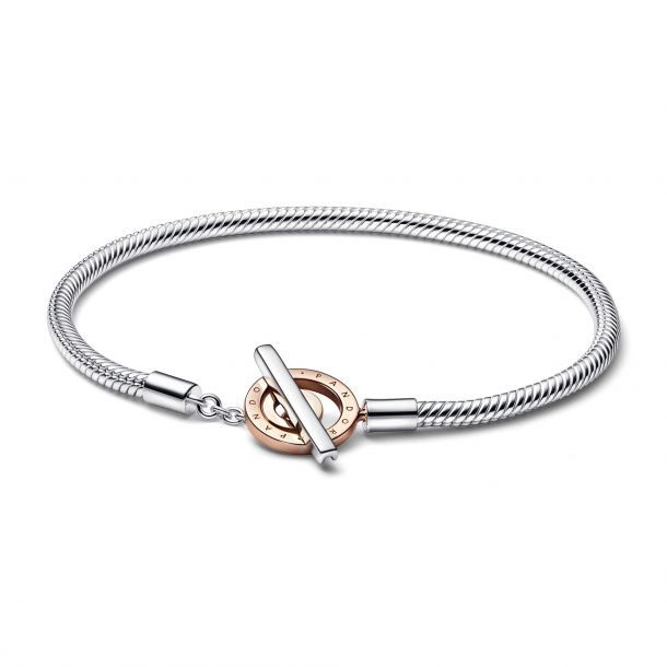 Pandora Two-Tone Logo T-Bar Snake Chain Bracelet  - 582309C00