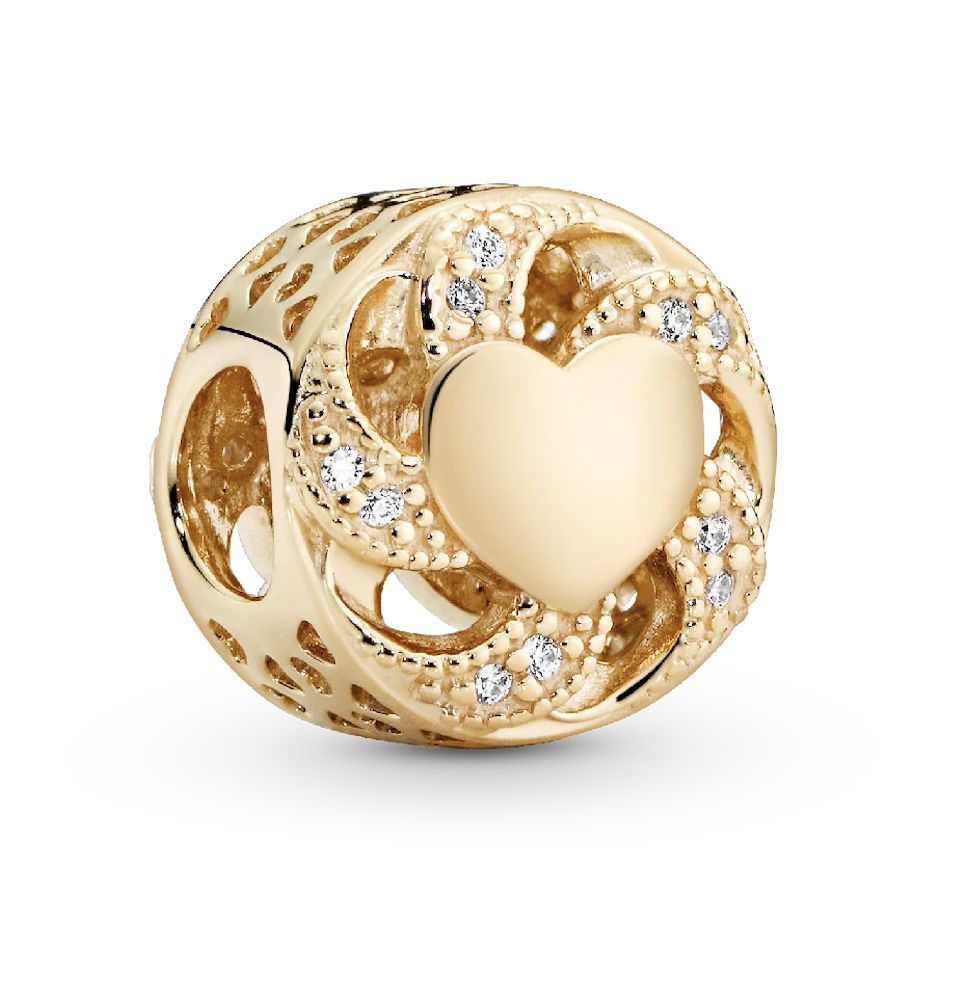 Openwork Ribbon 14k Solid Gold Heart Charm-751004CZ