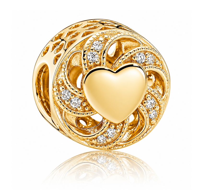 Openwork Ribbon 14k Solid Gold Heart Charm-751004CZ