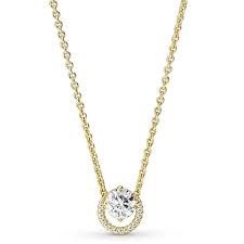 Sparkling Round Halo Pendant Collier Necklace - 361174C01-45
