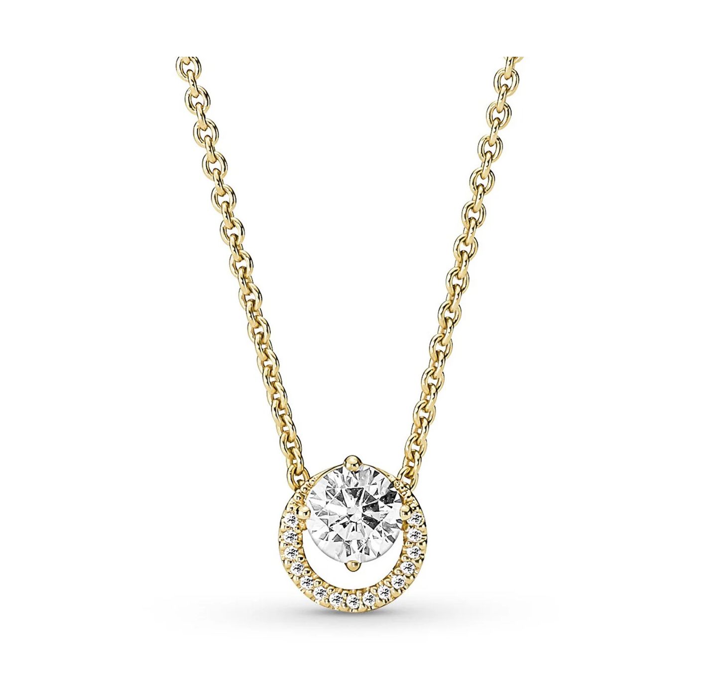 Sparkling Round Halo Pendant Collier Necklace - 361174C01-45
