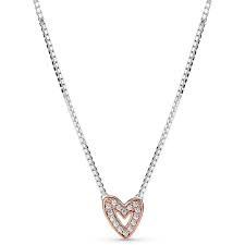 Sparkling Freehand Heart Necklace - 380089C01-45
