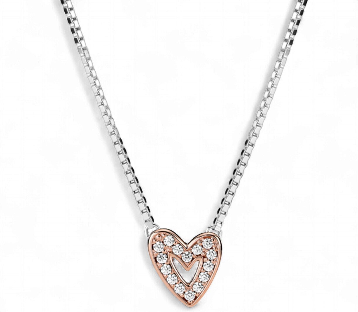 Sparkling Freehand Heart Necklace-380089C01-45