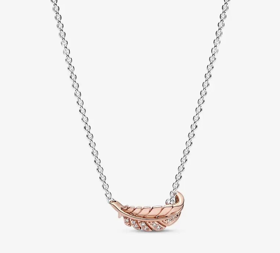 Two-Tone Floating Curved Feather Collier Necklace - 382575C01-45