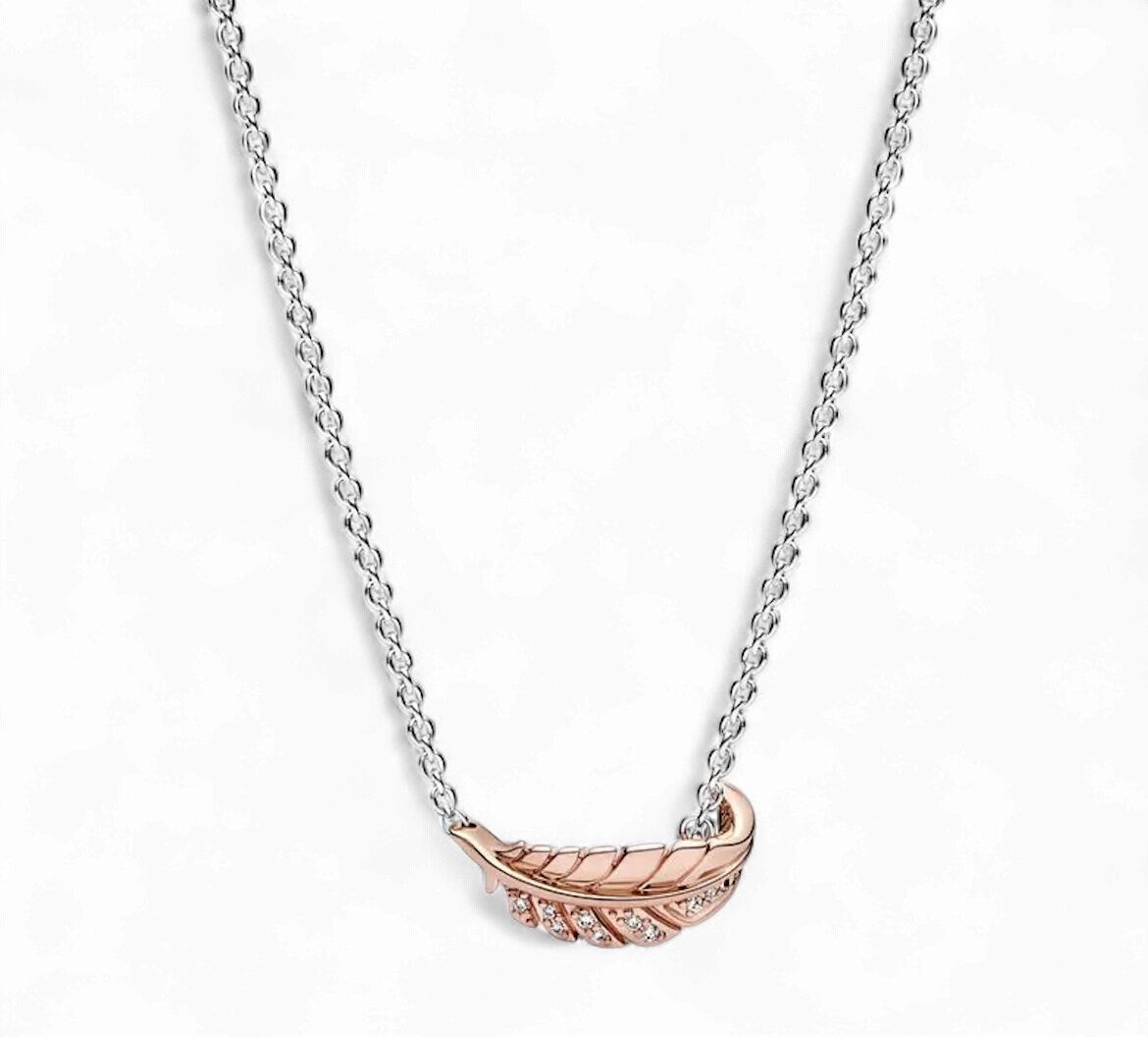 Two-Tone Floating Curved Feather Collier Necklace - 382575C01-45