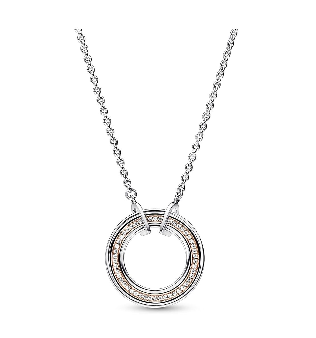 Signature Two Tone Logo &amp; Pavé Necklace - 382772C01-50