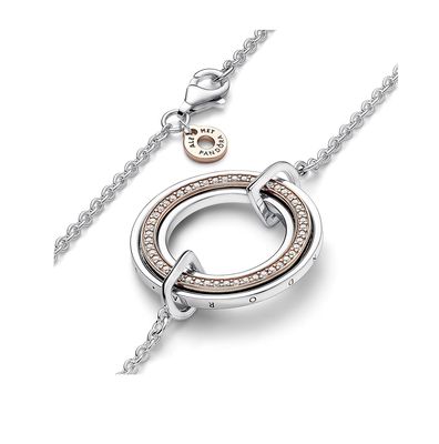 Signature Two Tone Logo &amp; Pavé Necklace - 382772C01-50
