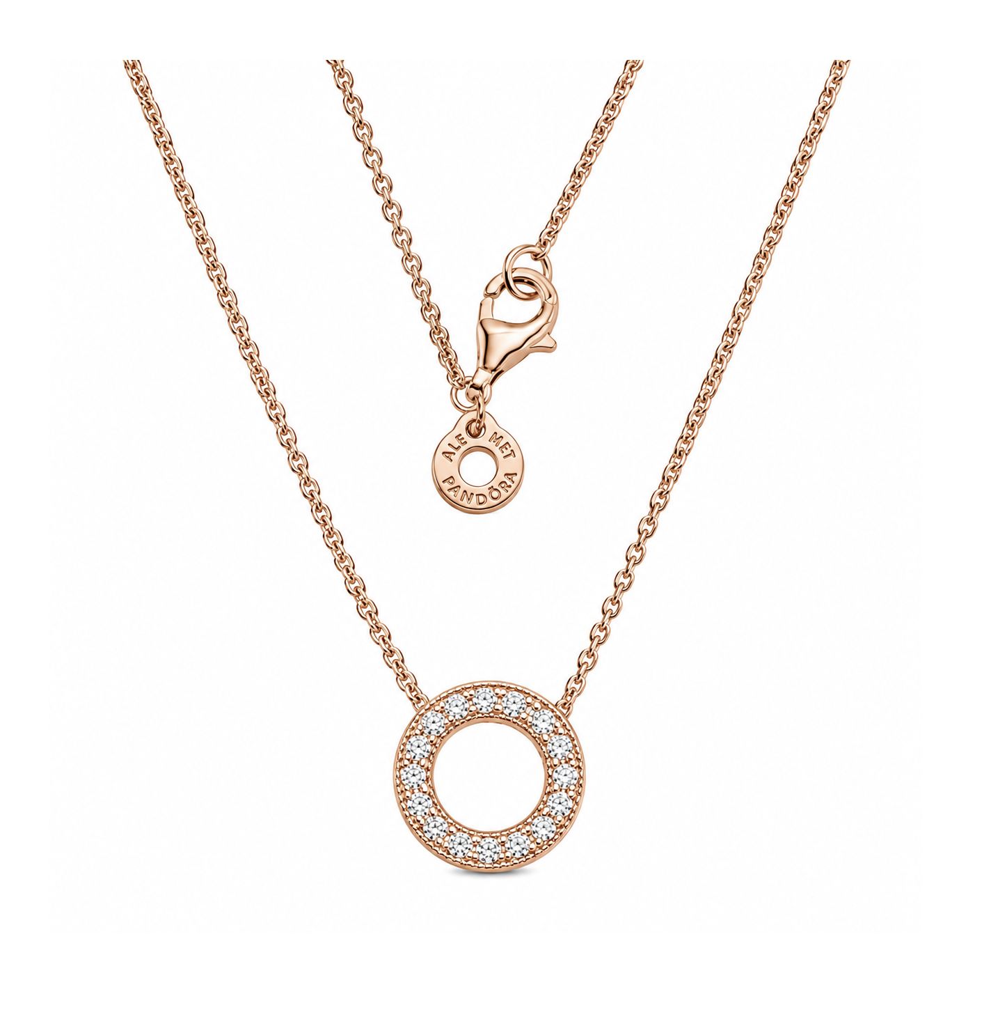Pandora Logo Pavé Circle Collier Necklace  - 387436C01-45