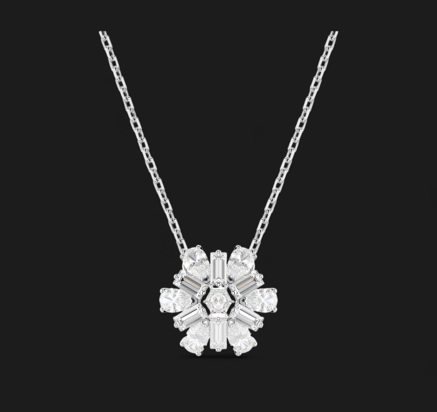 Idyllia Pendant, Mixed Cuts, Snowflake, White-5691484