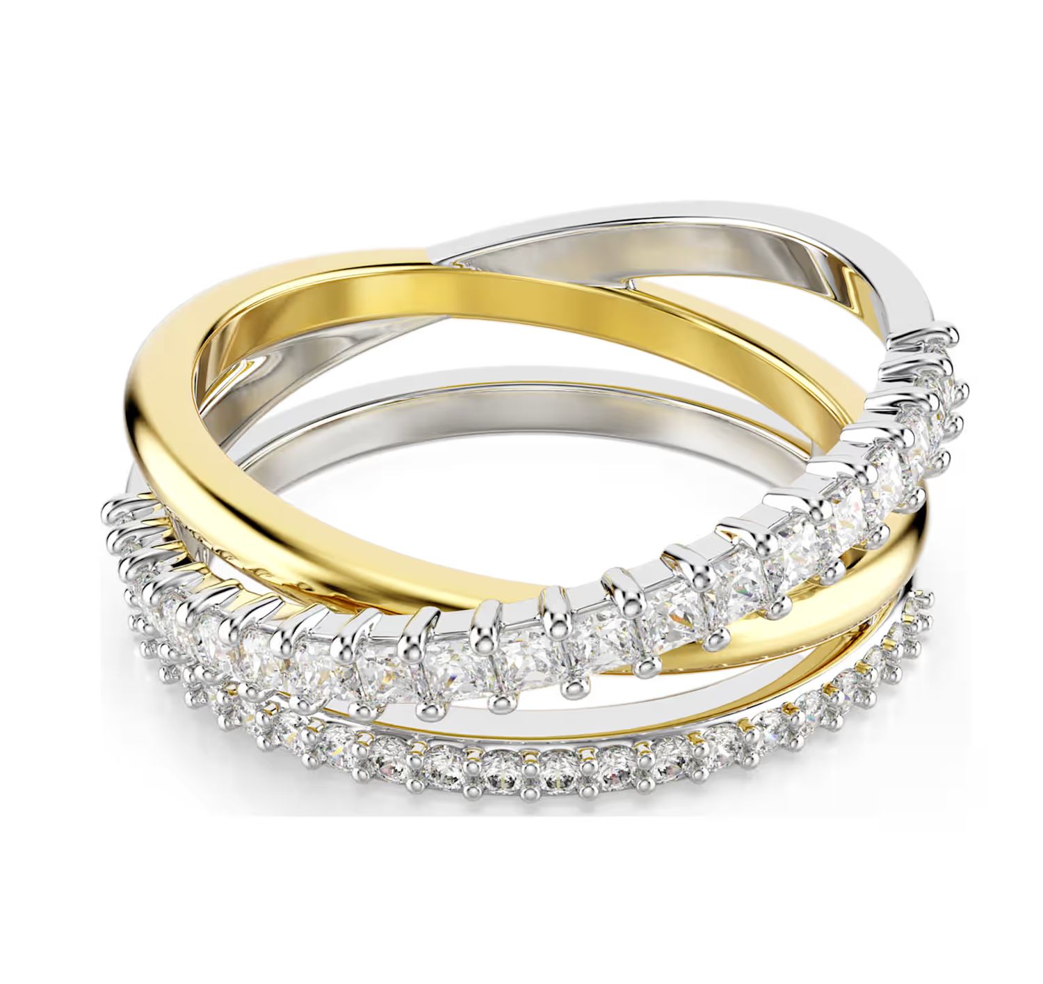 Hyperbola Ring, Mixed Cuts, White, Mixed Metal Finish-5689730