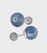 Midnight Blue Shimmering DropsDouble-sided silver earrings - 296355NBC