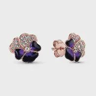 Deep Purple Pansy Flower Stud Earrings - 280781C01