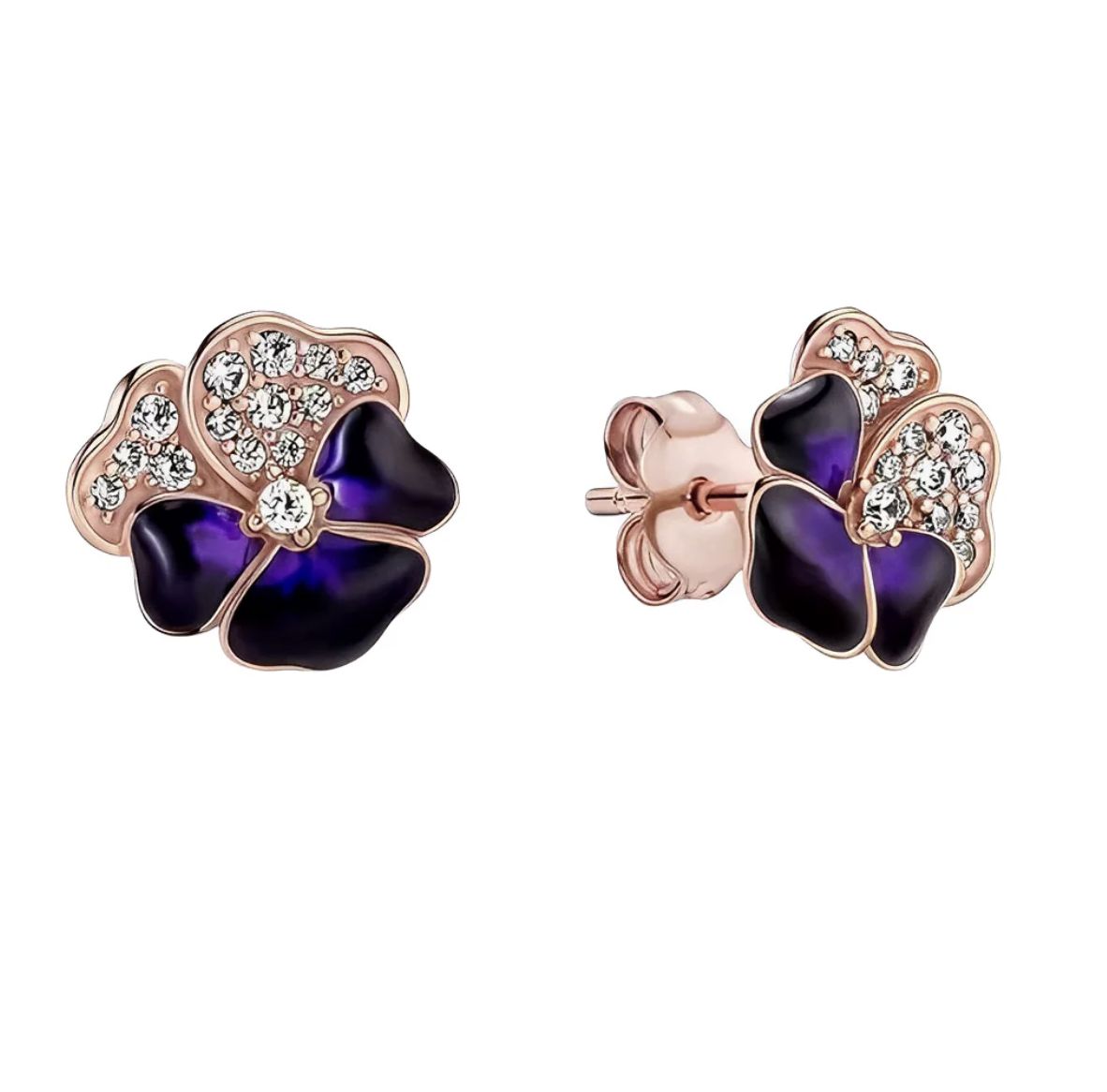 Pandora Deep Purple Pansy Flower Stud Earrings - 280781C01