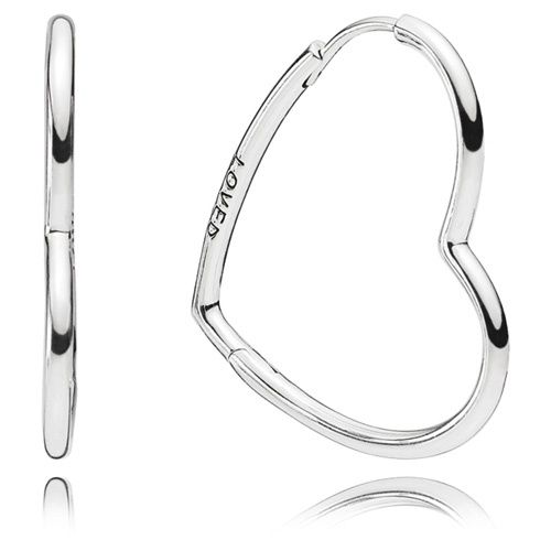Pandora Asymmetrical Heart Hoop Earrings - 297822