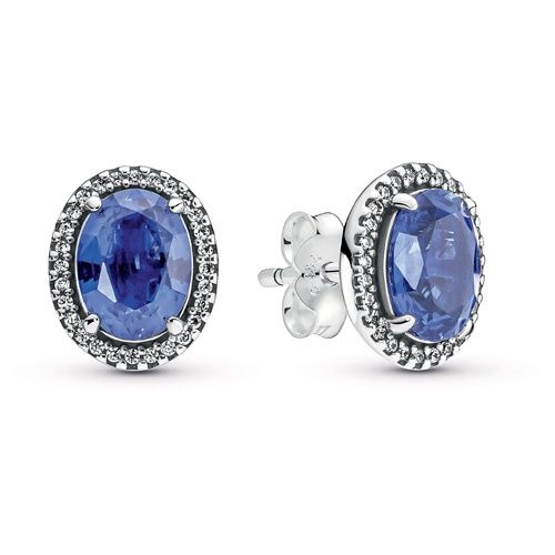 Pandora Halo Stud Earrings, Blue Crystal - 290040C01