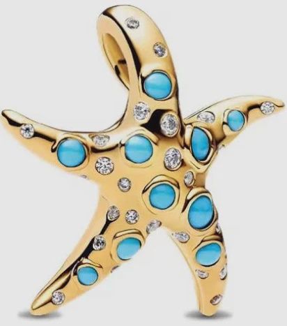 Sparkling Blue Starfish Dangle Charm - 763818C01