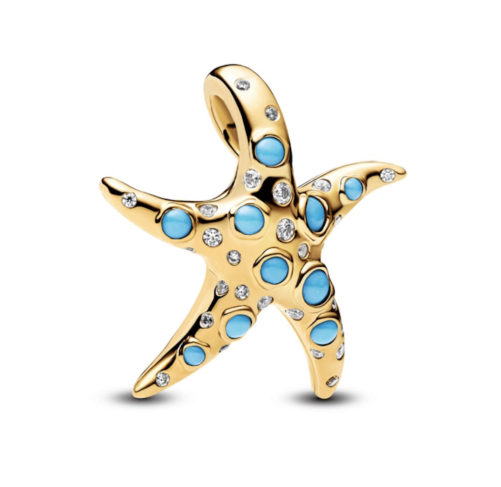 Sparkling Blue Starfish Dangle Charm-763818C01