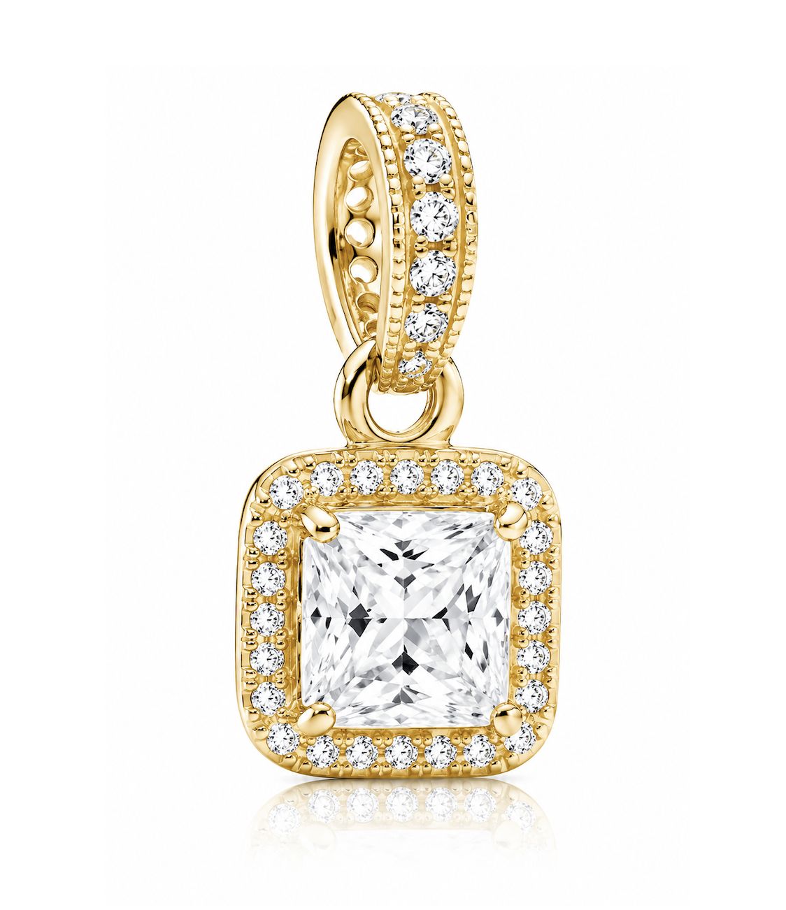 Square Sparkle Halo Pendant-350180CZ