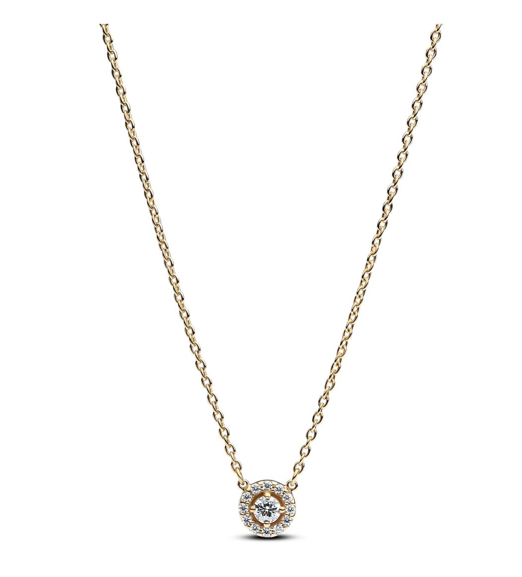 Round Pavé Halo Pendant Necklace-363548C01-45