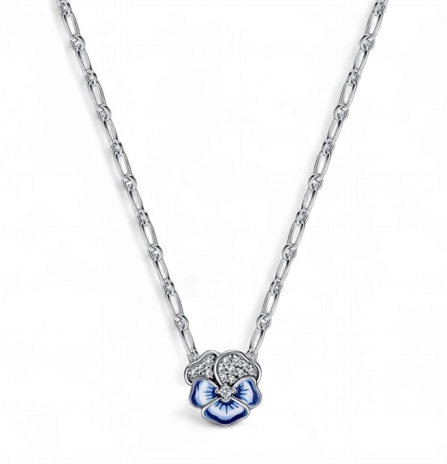 Blue Pansy Flower Pendant-390770C01-50