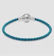 Seashell Clasp Turquoise Braided Leather Bracelet - 598951C01