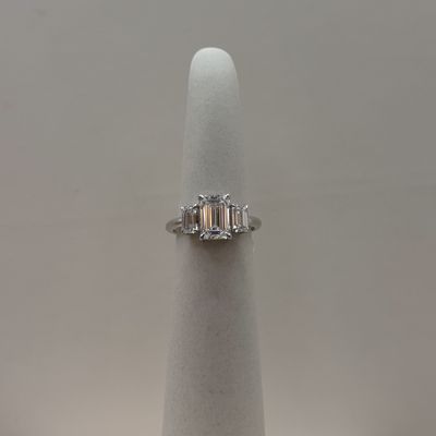 14KW 3-Stone Emerald (3.17ct) Diamond Ring