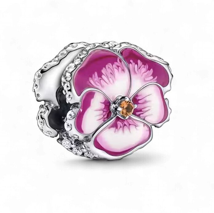 Pink Pansy Flower Charm - 790777C01