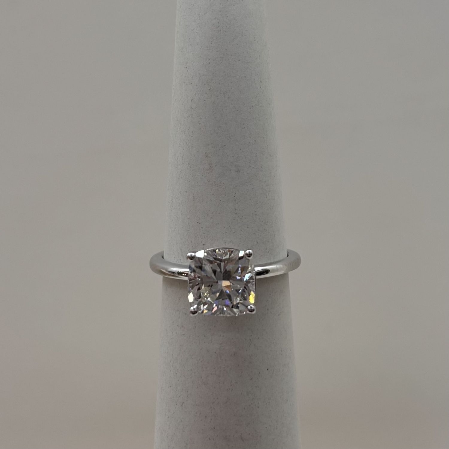 14KW 3ct Square Cushion Cut Diamond Ring