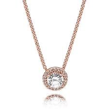 Round Sparkle Halo Necklace  - 386240CZ-45