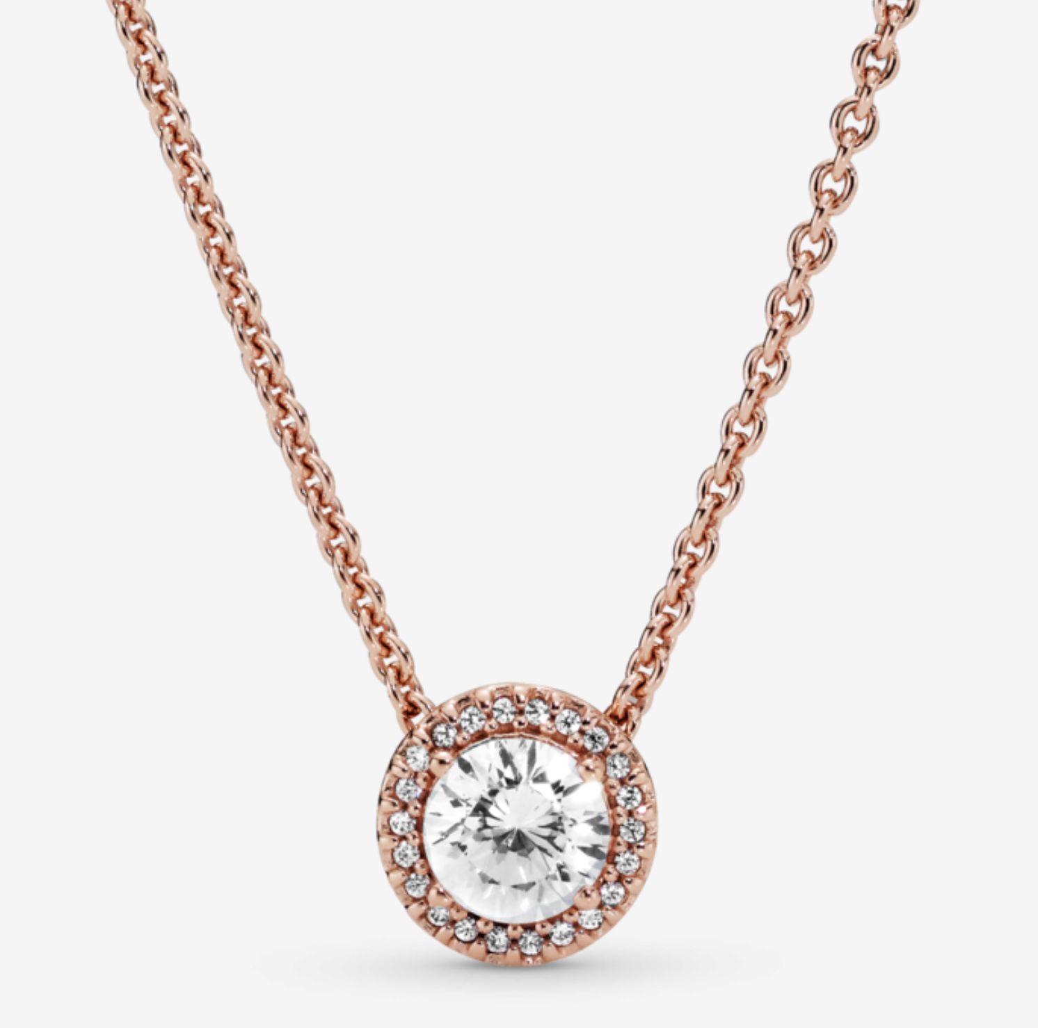 Round Sparkle Halo Necklace  - 386240CZ-45