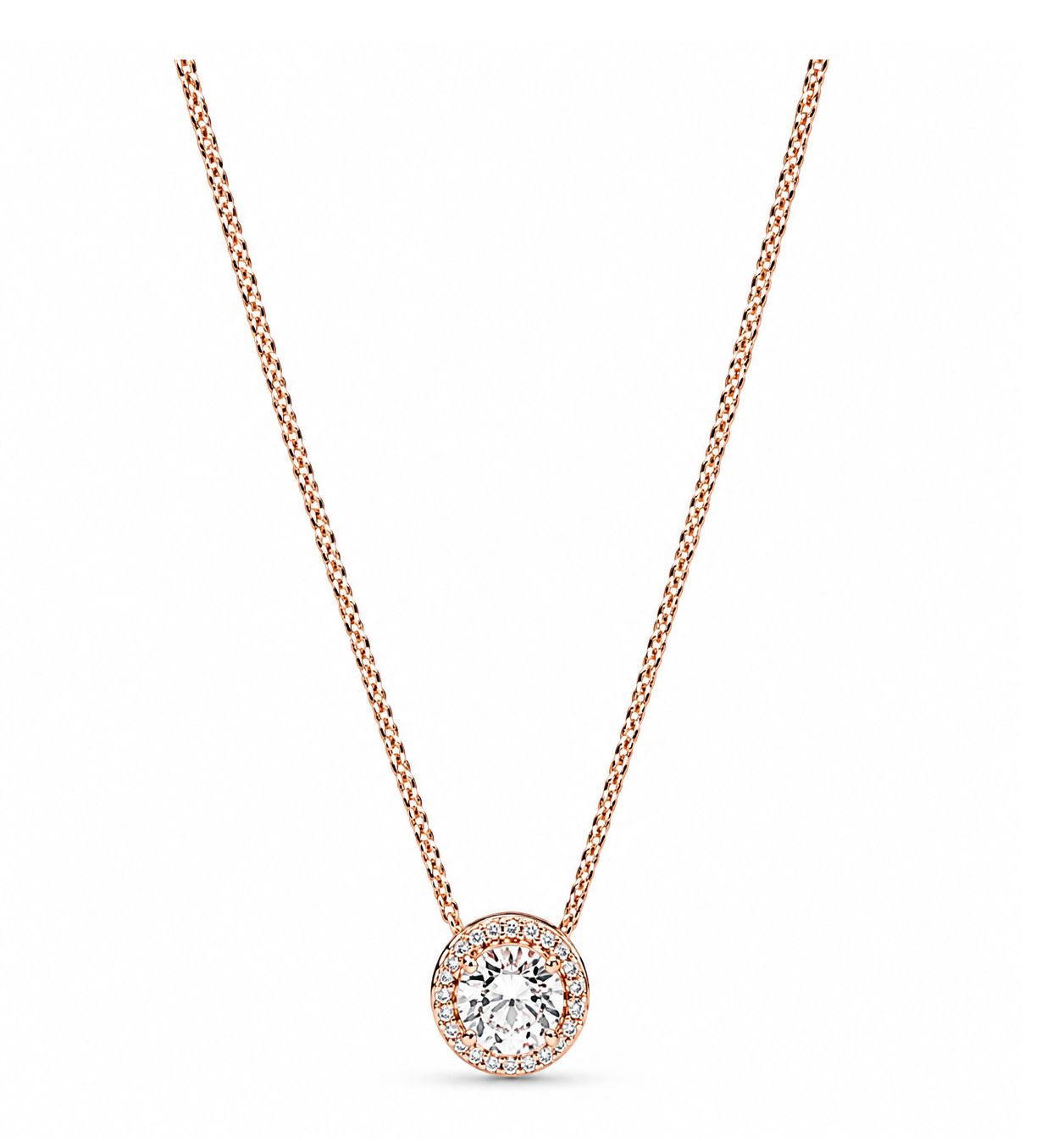 Round Sparkle Halo Necklace  - 386240CZ-45