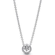 Sparkling Round Halo Pendant Collier Necklace - 391174C01-45