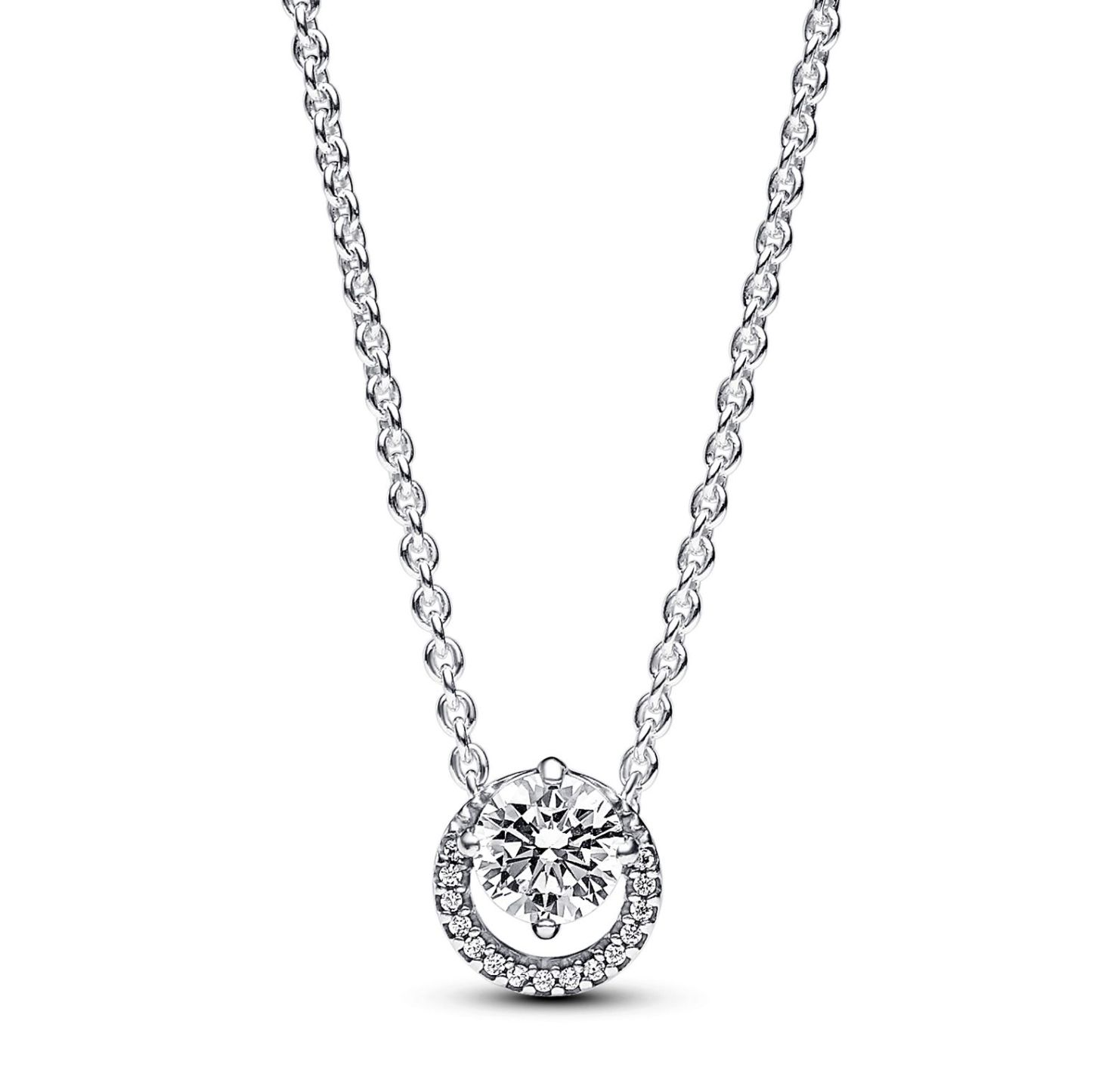Sparkling Round Halo Pendant Collier Necklace - 391174C01-45