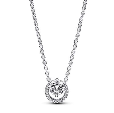 Sparkling Round Halo Pendant Collier Necklace-391174C01-45