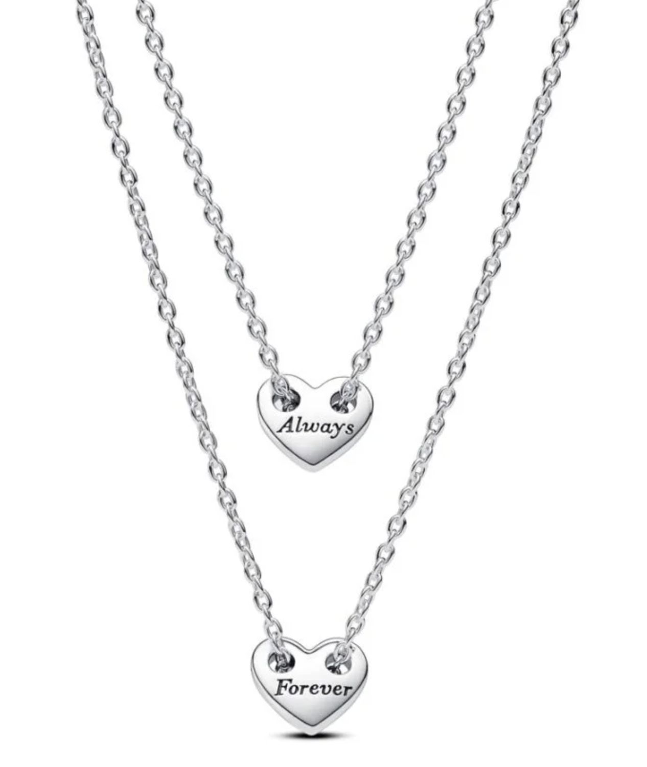 Forever &amp; Always Splittable Heart Collier Necklace - 393207C00-45