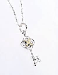Two-tone Key &amp; Flower Necklace - 399339C01-70