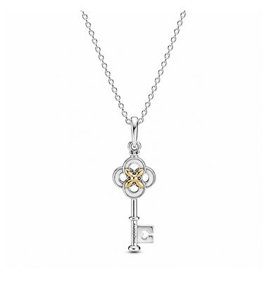 Two-Tone Key &amp; Flower Necklace-399339C01-70
