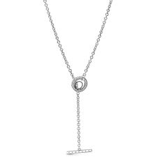 Pavé Circle Logo T-bar Heart Necklace  - 399050C01-80