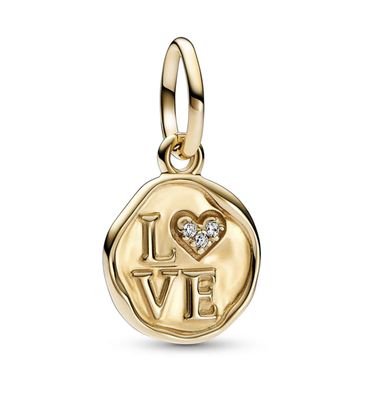 Sparkling Love Stamp 14k Solid Gold Dangle Charm-752605C01