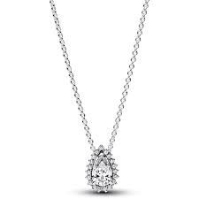 Sparkling Pear Halo Collier Necklace  - 392832C01-45